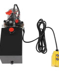 ✝️ 6 Quart Double Acting Hydraulic Pump 12V Hydraulic Power Unit，3KW Powerful Motor, black casing with yellow remote control