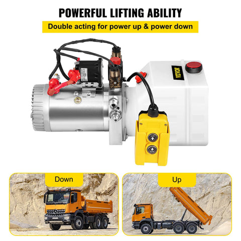 Beefy 12V Hydraulic Pump Power Unit With 3 Quart Reservoir for Dump Trailers and Car Lifting, Double Acting Up and Down, 3200 PSI A Port.