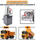 3200 PSI Hydraulic Power Unit with 12V DC Double Acting Hydraulic Pump and 8 Quart Metal Oil Reservoir, Pump for Trucks