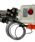 12 Volt DC Double Acting Hydraulic Pump For Dump Trailers With Solenoid Power Unit And 8 Quart Plastic Tank 2100 PSI 1.25 GPM SAE6 Ports Remote Controller Included