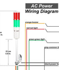 12V LED Tower Stack Light With Sound, Industrial Warning Signal Lights Andon Light for Facility Safety, AC power wiring diagram