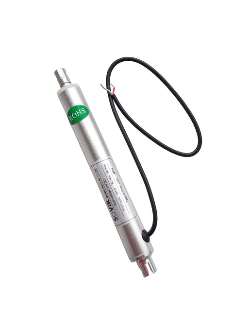 12V Micro Linear Actuator with 2 Inch Stroke, 44 Lb Maximum Lift, 0.8 Inch Round Tube Diameter, Built In Internal Limit Switch