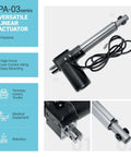 12 Inch Stroke 600 Lb 12V Linear Actuator With Low Current DC Motor For Automotive Medical And Robotics PA-03-12-600 By Progressive Automations