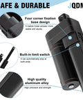 JQDML 12V linear actuator, black aluminum body with mounting brackets and built-in limit switch
