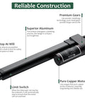 Beefy 12V Heavy Duty Linear Actuator With 8 Inch Stroke, reliable aluminum and copper construction, includes mounting brackets, IP65 rated