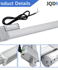 JQDML 12V linear actuator with mounting bracket, 2-inch stroke, silver aluminum housing