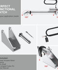 Beefy 12V Heavy Duty Linear Actuator 330LBS 1500N with brackets, kit components detailed, silver Justech