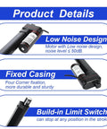 KM-LINEARTECH 12V electric linear actuator, 4-in stroke, black housing with built-in limit switch