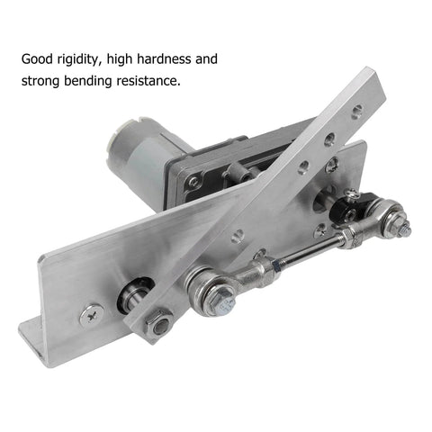 12V Reciprocating Linear Actuator With 10 To 130 Degree Swing Beefy High Strength Cycling Motor, metal structure side view