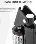 Close-up of the mounting bracket on Beefy 12V DC Stroke Linear Actuator with mounting for home automation and furniture lifts.