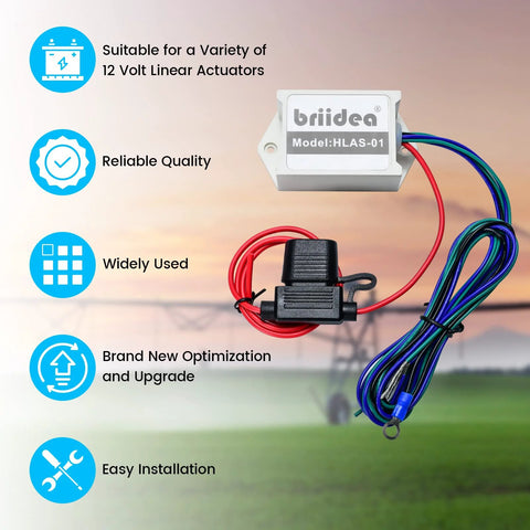 Versatile 12 Volt 10A Linear Actuator Switch Kit with wiring system, shown with red and blue cables for easy installation.