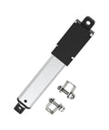 12V linear actuator for robotics with mounting brackets, compact aluminum housing, ideal for home automation, DIY, window lifts, and cabinets.