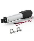 12V Mini Linear Actuator With 50mm Stroke And 2 Inch Travel, shown with aluminum body and brackets included for easy install.