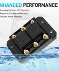 12V Forward And Reverse Relay Module For Motors 60A 80A Heavy Duty Workhorse Controller showing brass studs and black casing