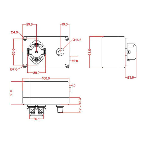 Technical diagram of 12V Adjustable Peristaltic Dosing Pump Liquid Metering Pump with Adapter for Aquarium Lab Analytical EK1960