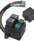 12V Pre Wired Fuse Relay Box With Two 4 Pin 80A Relays And Six ATC ATO Blade Fuses Ready For Cars Trucks Jeeps Heavy Duty Automotive Power Distribution Block Kit Pre Wired Input And Output Pins For Easy Plug And Play Wiring