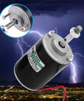 12V 30W Permanent Magnet DC Motor, 3000RPM High Speed CW/CCW Electric Gear Motor for DIY Generator with lightning background