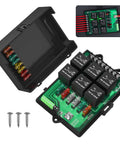 12V Automotive Relay Box Kit With 6 Way Relays And 14 ATC ATO Blade Fuses, Waterproof Fuse Panel With LED Light open view