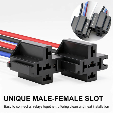 12V 30A Fuse Relay Switch Kit With 4 Pin SPST Relay And Built In 30A Blade Fuse, Beefed Up 14 AWG Wires, male-female connectors