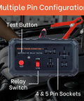 Automotive Relay Tester Kit 12V Handheld Diagnostic Tool for 4 and 5 Pin Relays with Battery Clips in vehicle setup