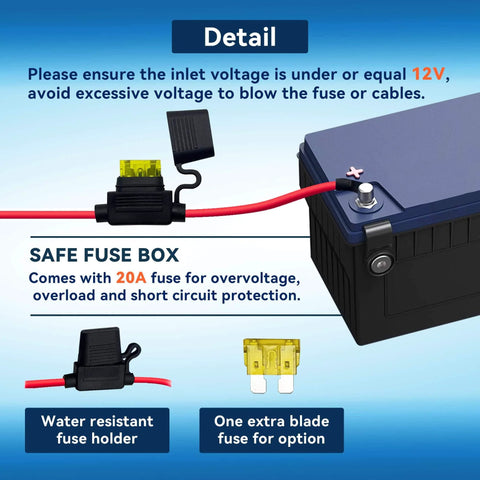 Close-up of an Electric Fan Relay Kit 12V 60A with waterproof four-pin relay, showing fuse box details and connections.