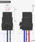 8 Pack 12V SPDT Relay Kit With Built In Diode And 12 AWG Harness Socket 30A 40A Heavy Duty Waterproof Relay dimensions