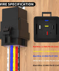 8 Pack 12V SPDT Relay Kit With Built In Diode And 12 AWG Harness Socket 30A 40A Heavy Duty Waterproof Relay showing wire specifications