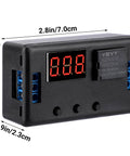 Side view of 12V Timer Relay With LED Display, Four-Mode Time Delay Switch For Auto Use, On Off Delay Timer, dimensions labeled
