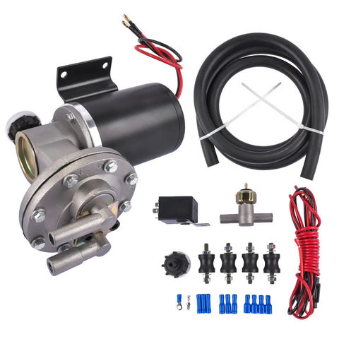 12 Volt Electric Vacuum Pump Kit For Brake Booster Replacement with hoses, relay, connectors, and fittings for GMC and Chevy Vehicles