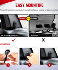 Comparison of easy mounting with adhesive on/off switch for 12V LED Light Bar Wiring Harness Kit With On Off Switch, Power Relay And Blade Fuse Universal Vehicle And Boat Fit, Dual Light Output Connectors For Two Fixtures Under 180W, DT Connector For Stable Connection