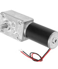 Worm Gear Motor, High Torsion Speed Reduce Electric Gearbox Motor Reversible 8mm Shaft 12V(12V,400RPM) image showing side view