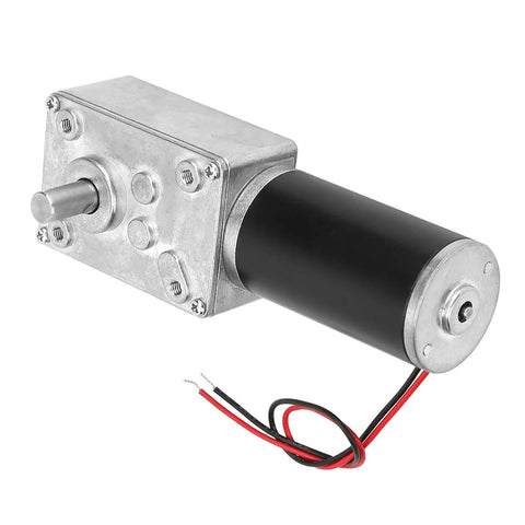 Worm Gear Motor, High Torsion Speed Reduce Electric Gearbox Motor Reversible 8mm Shaft 12V(12V,400RPM) image showing side view