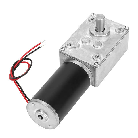 Worm Gear Motor, High Torsion Speed Reduce Electric Gearbox Motor Reversible 8mm Shaft 12V(12V,400RPM), black cylinder and metal gearbox
