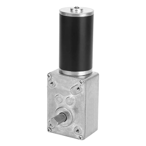 Worm Gear Motor, High Torsion Speed Reduce Electric Gearbox Motor Reversible 8mm Shaft 12V(12V,400RPM), silver and black.