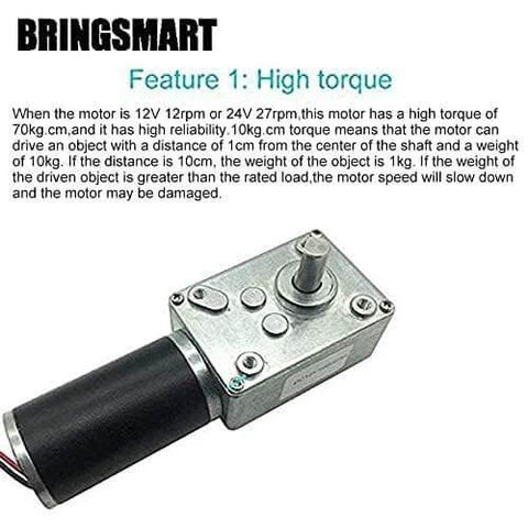 12V 16rpm DC Worm Gear Motor 70kg.cm High Torque Turbine Electric Gearbox for DIY Robots and Automation Projects