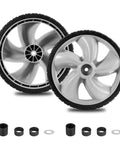 12x1.75 Inch Lawn Mower Rear Wheels 2 Pack Replacement for Craftsman 490-324-0002 shown with spacers and washers
