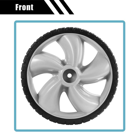 Front view of 12x1.75 Inch Lawn Mower Rear Wheels 2 Pack Replacement for Craftsman 490-324-0002, 12 Inch Plastic Tires