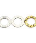 12x21x5mm Axial Ball Thrust Bearing with Brass Cage shown disassembled, highlighting wear and corrosion resistance, 10 pack for diverse machinery