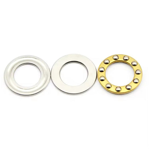 12x21x5mm Axial Ball Thrust Bearing with Brass Cage shown disassembled, highlighting wear and corrosion resistance, 10 pack for diverse machinery