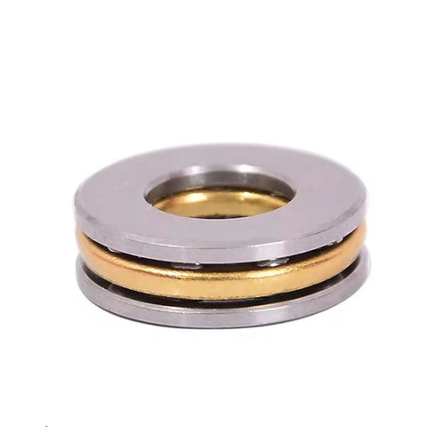 12x21x5mm Axial Ball Thrust Bearing with brass cage, close-up side view, suitable for oven turntables and machine tools, 10 pack