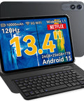 13.4 Inch Android 15 Tablet PC With Keyboard Pen Case And Mouse, Gemini AI Gaming Tablet, shown with display, keyboard, and stylus