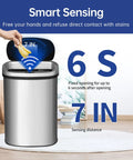 13 Gallon Sensor Trash Can With Lid Automatic Touchless Garbage Can Odor Control Modern Oval Design kitchen scene