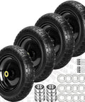 ✝️ 13" flat free wheels replacement for gor garden cart tires, 4.00-6 solid tires with 5/8" bearings, parts included