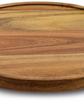 13 Inch Acacia Wood Lazy Susan Organizer for Kitchen Cabinets and Pantry Turntable, natural solid wood finish, tabletop view.
