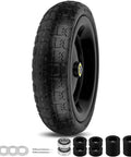 13 Inch Flat Free Solid Wheels Tires 4.00-6 Replacement with Universal 5/8 Inch Axle Bore, Solid PU Tire with Ball Bearings, Includes Spacers and Pins