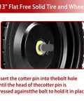Close-up of 13 Inch Flat Free Solid Tire And Wheel For Gorilla Cart Wagon And Wheelbarrow 4.00-6 Size With 5/8 Inch Bearings