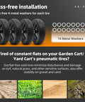 4 Pack 13 Inch Flat Free Solid Tire and Wheel with 5/8 Inch Axle Bore and 2.17 Inch Offset Hub, includes 16 metal washers