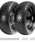 ✝️ 13" flat free tires compatible with gorilla carts, 4.00-6 solid rubber wheels with 5/8"bearings, 2.1"offset hub, 2-pack