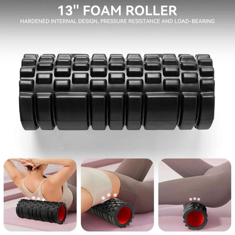 5-In-1 Foam Roller Set For Deep Tissue Muscle Recovery with 13-inch high density roller for physical therapy and pain relief