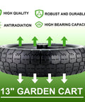 13" flat-free tire and wheel for 13"garden cart tire replacement with 5/8" axle borehole, 2.1" offset hub, high quality features